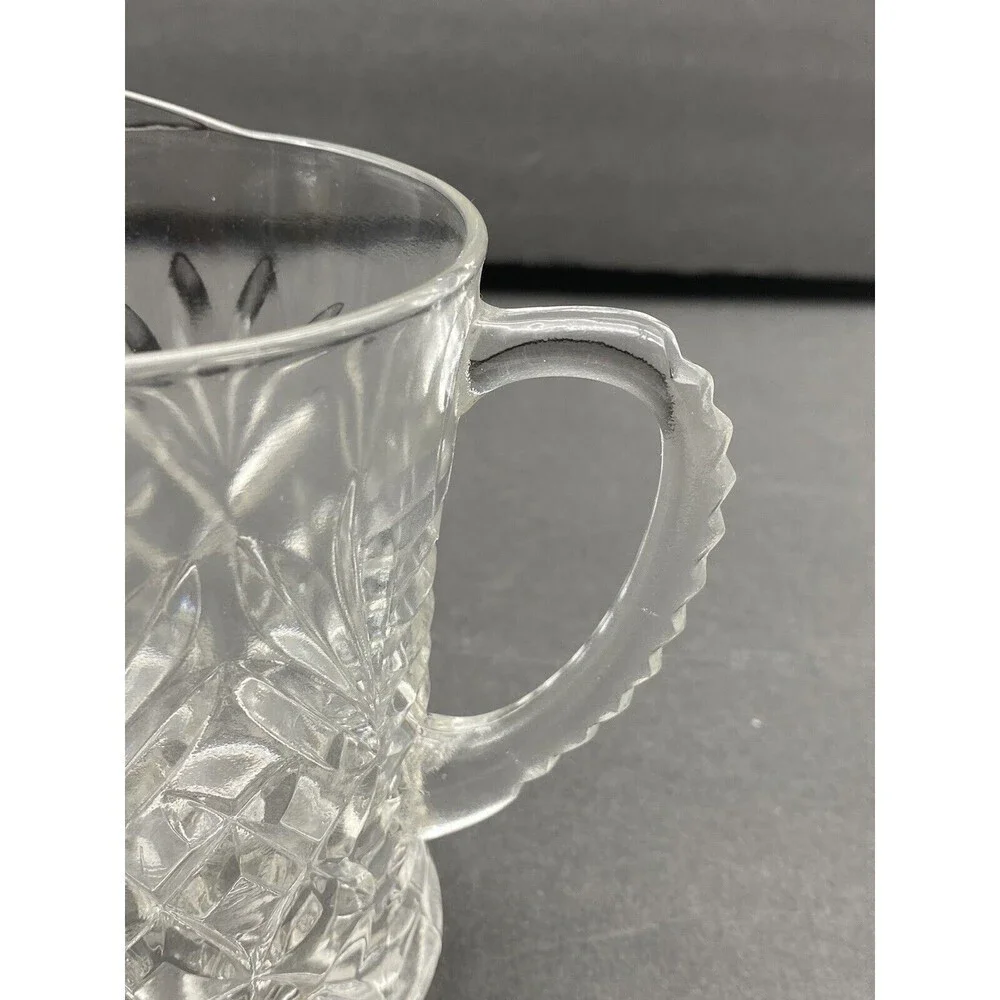 Vintage 60s Anchor Hocking Pineapple Creamer‎ Small Pitcher Prescut Clear Glass